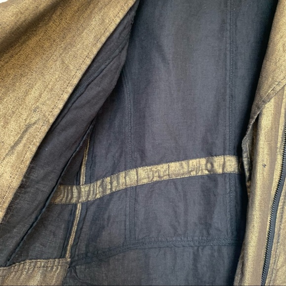 A/X Armani Exchange Linen Moto Jacket Gold Size XS - Picture 12 of 14
